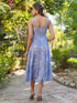 Light Blue Georgette Floral Printed Tiered Dress